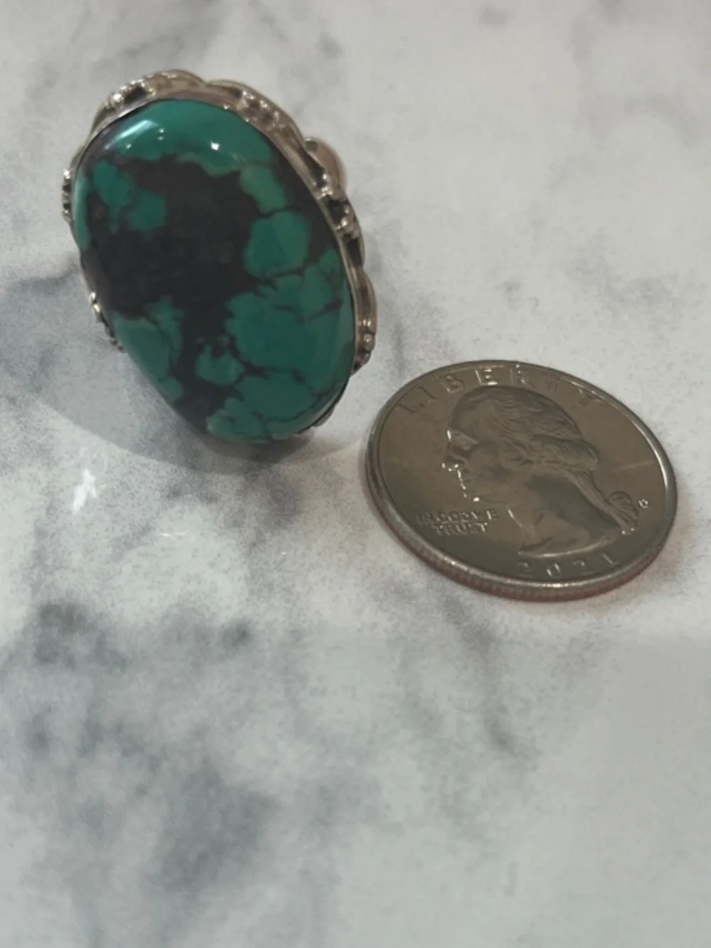 Sterling Silver Ring with Turquoise Gemstone -size 7